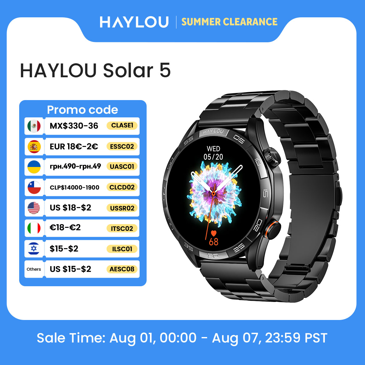 Hybrid Smartwatch - HAYLOU Solar 5 Chamada por Voz