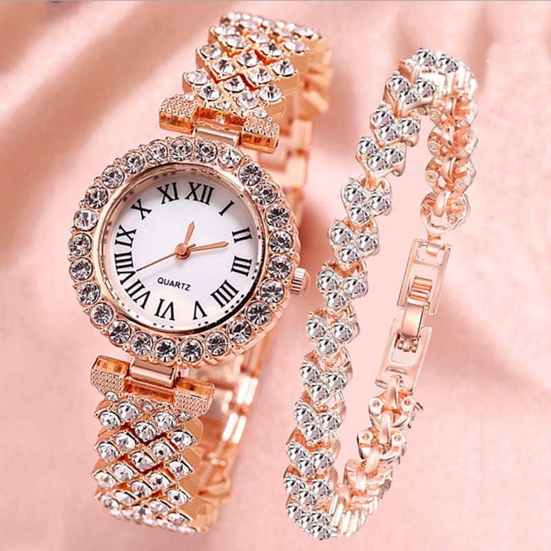 Minimalist Thin Watch - 2 pçs/set relógio feminino moda strass