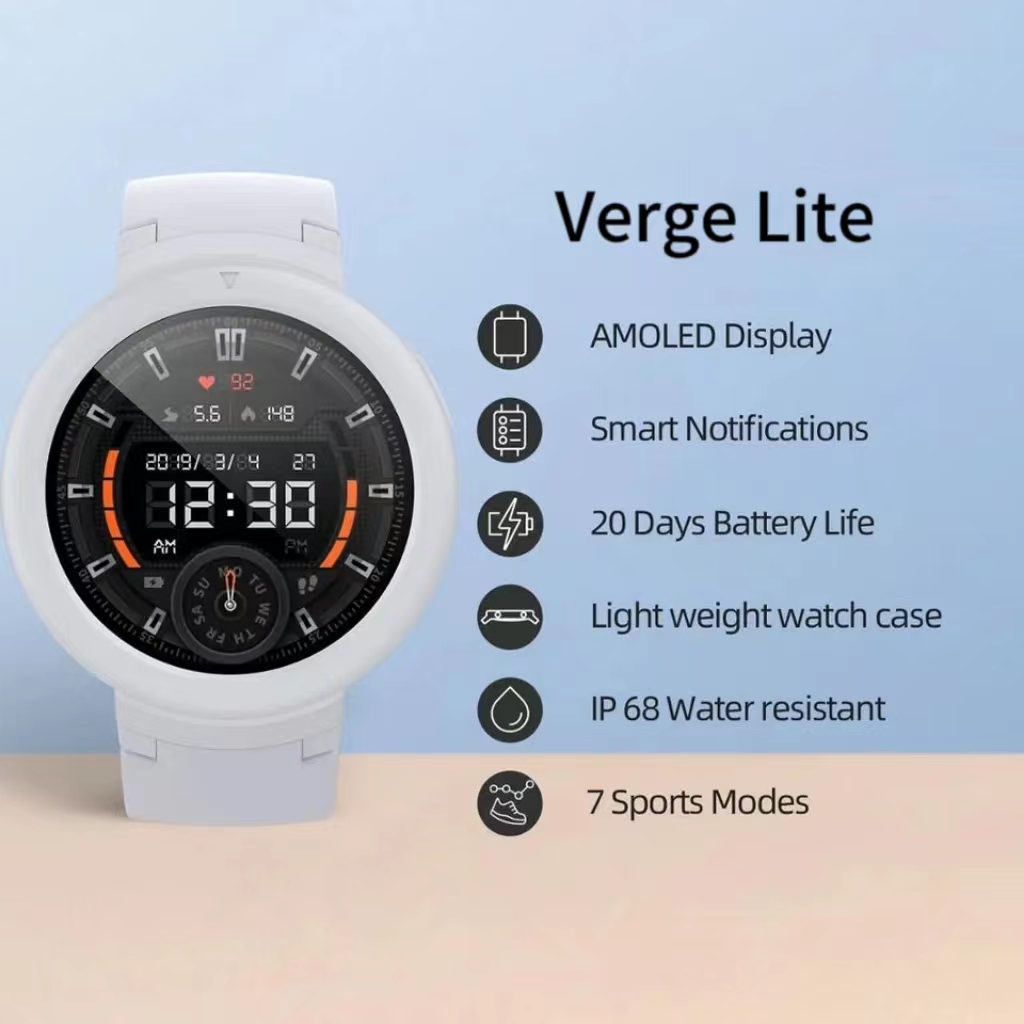 Smartwatch Refurbished Watches - Amazfit-Relógio Inteligente Verge Lite, Versão Global,