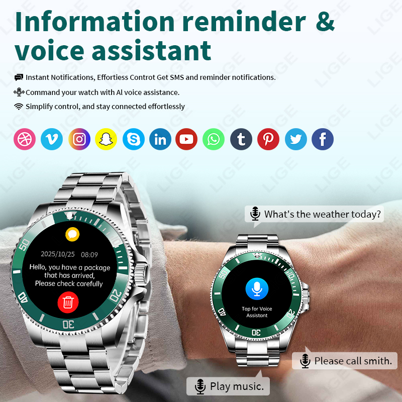 Relógio Inteligente LIGE 2026, - Hybrid Smartwatch avaliação e preço