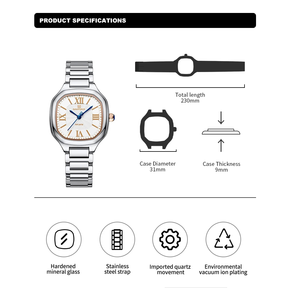 Naviforce relógio feminino de  - Minimalist Thin Watch avaliação e preço