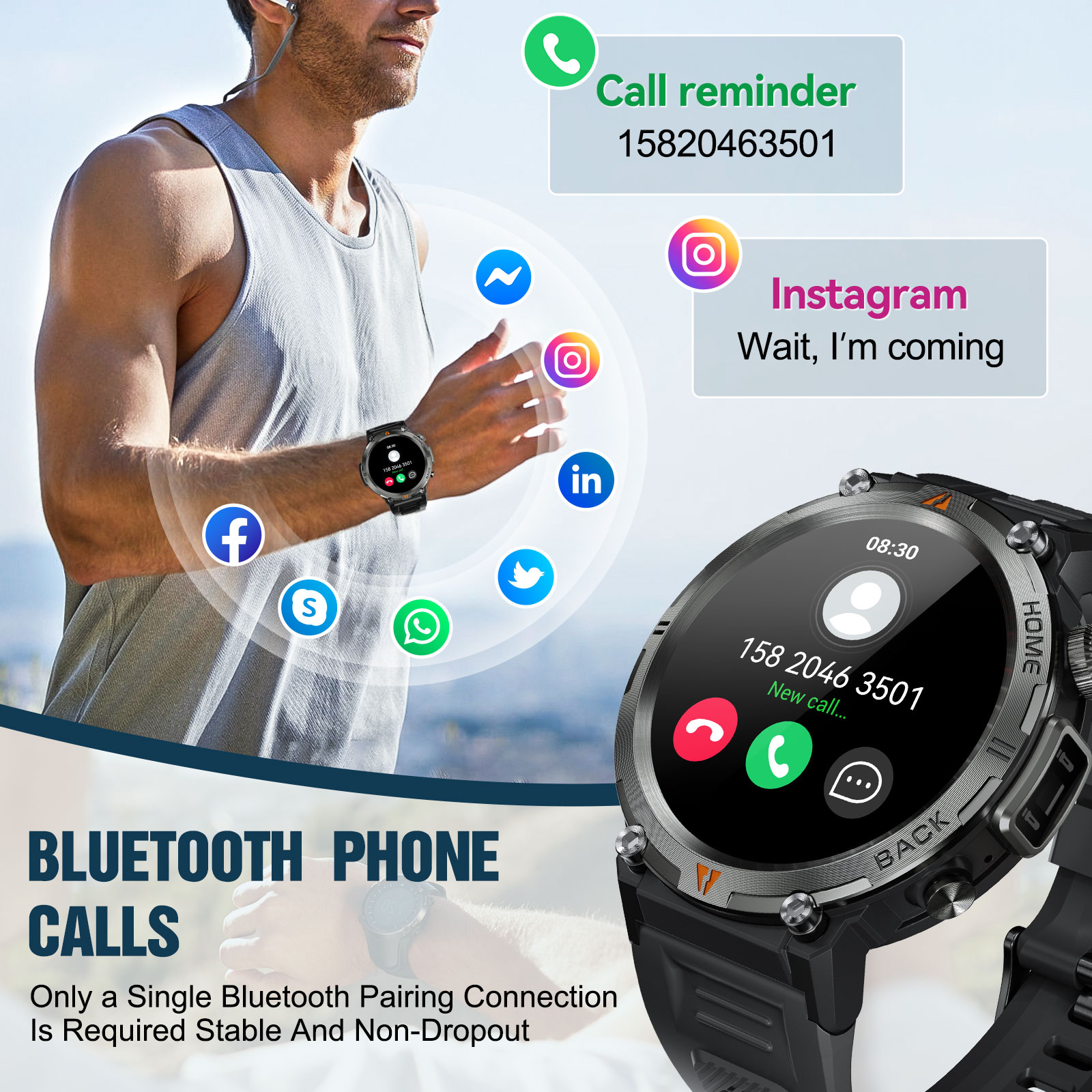 Eiyis ke3 bluetooth chamada re - Smartwatch Health Watches avaliação e preço