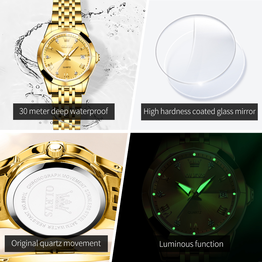 Olevs moda relógio dourado par - Minimalist Thin Watch avaliação e preço